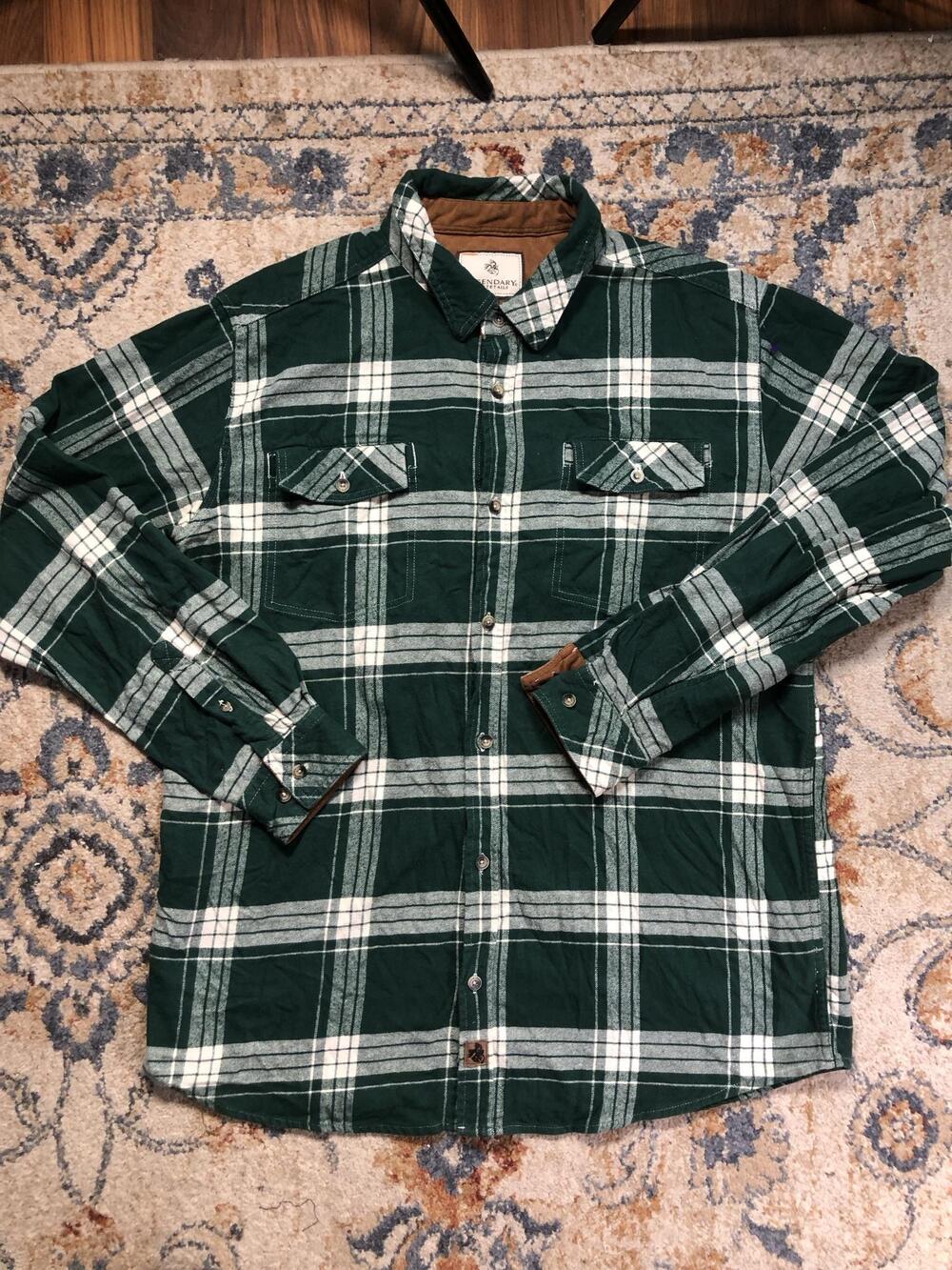 Legendary Whitetails Shirt Mens XLT Green Plaid Flannel Long Sleeve Button Up